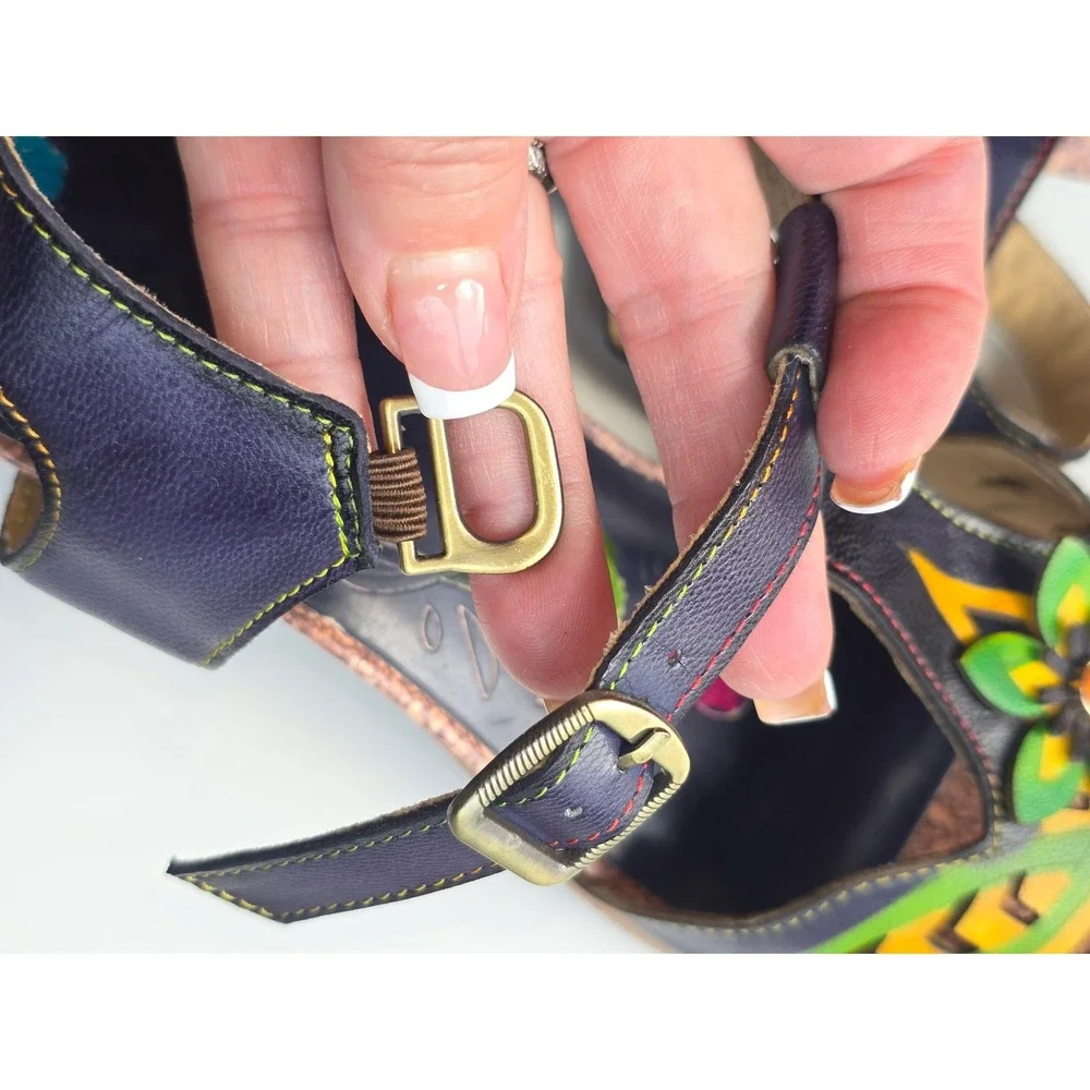 Boho Bloom: Artistic Heels with 3D Floral Charm,‎ 9.5 (EU 41)